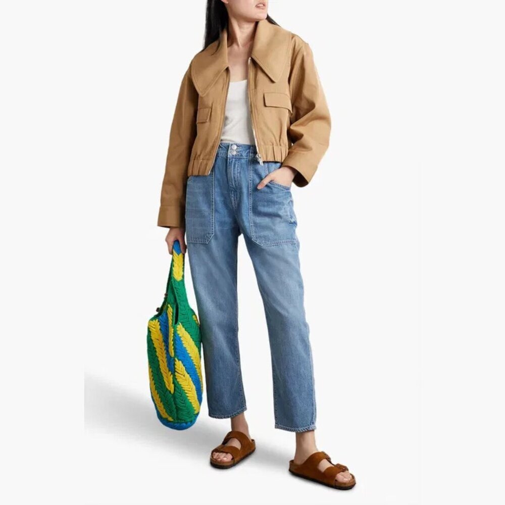 Veronica Beard Arya Cropped elastic High-Rise Straight-Leg Jeans 23241 - Picture 3 of 12